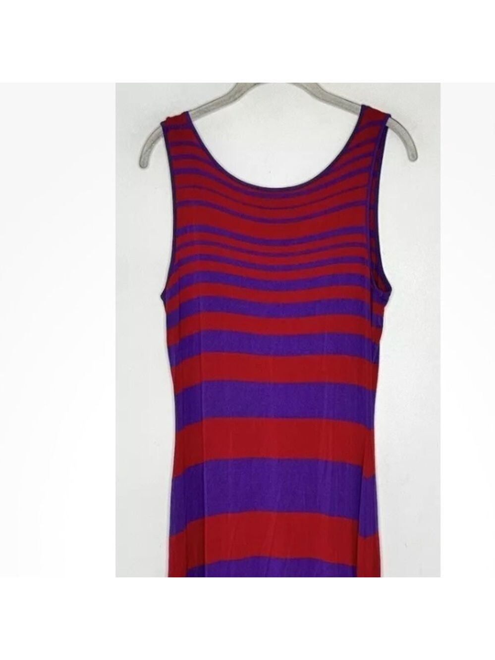 Purple + Red Color Block Stripes Maxi Dress Size 6 - Picture 7 of 9